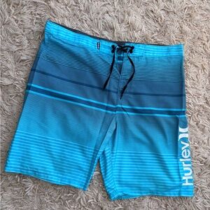 Hurley Striped Aqua Board Shorts | Size 38
